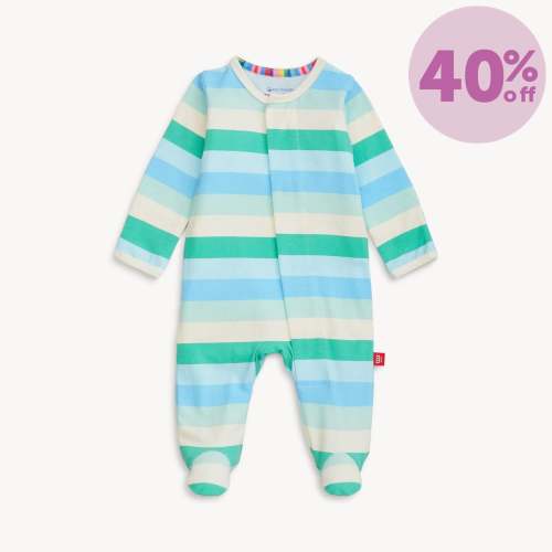 blue stripe cloudstretch™ magnetic parent favorite footie – Magnetic Me
