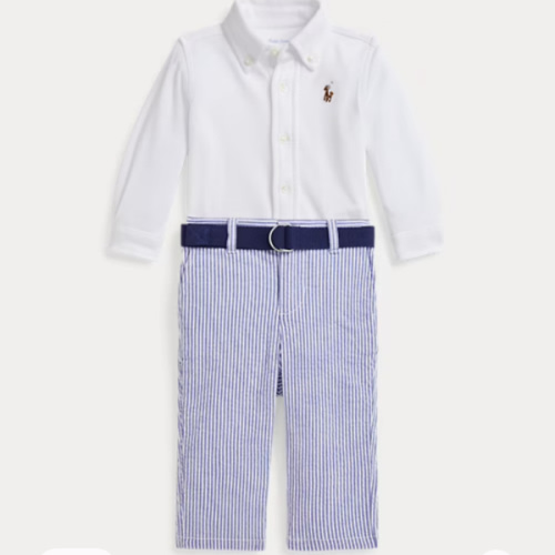 Ralph Lauren Shirt, Belt & Seersucker Pant Set