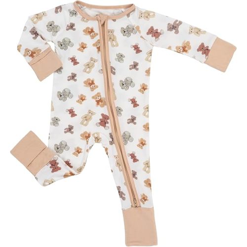 LollyBanks Baby Pajamas, 2-Way Zipper Romper, 95% Viscose Made from Bamboo and 5% Spandex, Baby Sleepers
