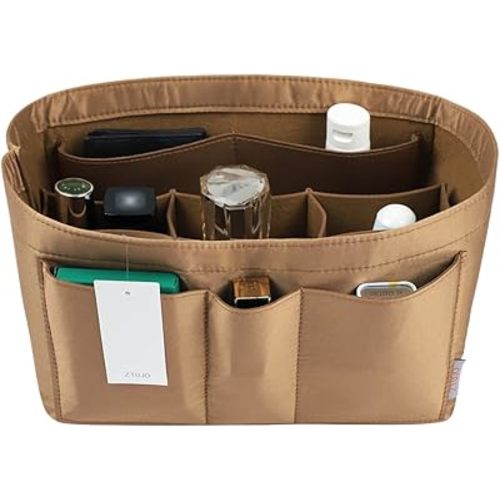 ZTUJO Purse Organizer Insert, Felt Bag Organizer For Handbag Purse Organizer,13 Colors, 6 Size (Small, Silky Brown)