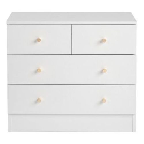 Resenkos 5 Drawer Dresser with Gold Handle, Nursery Dresser Chest Of Drawers Organizer, White