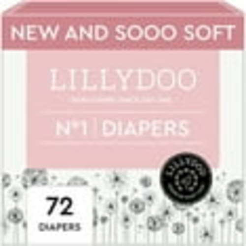 LILLYDOO Baby Diapers Skinfriendly Size 1 (4-11 lbs), 72 Count (Select for More Options)