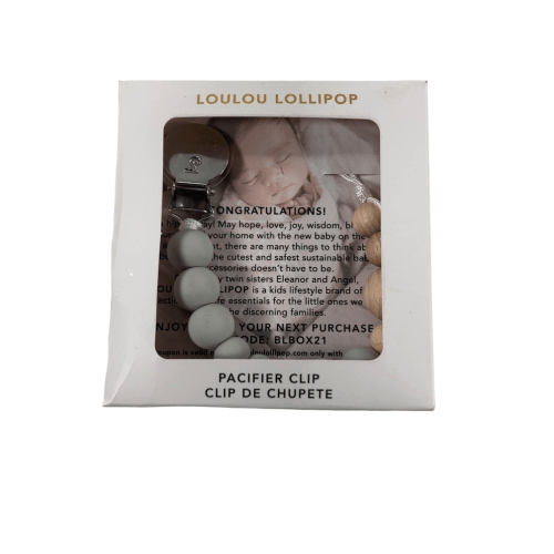 LouLou Lollipop Pacifier Clip, Colour Block, Cool Grey