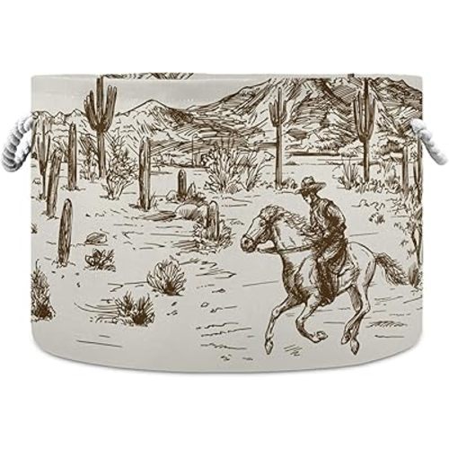Cotton Rope Basket Western Desert Cowboy Baby Laundry Basket for Blankets Toys Storage Basket