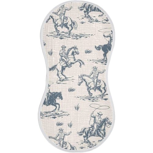 Cowboys Horse Western Burp Cloths Baby Boys Girls Absorbent Soft Cotton Burping Cloths Rags 1 Pack