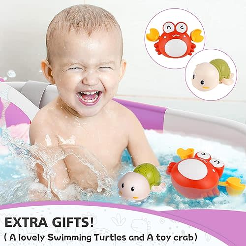 TPN Collapsible Baby Bathtub for Infants to Toddler with Real-time Temp Monitor+Floating Cushion,Foldable Baby Bath Tub Set Applicable 0-36 Month,Perfect Portable Travel Baby Tub for Newborns Boy