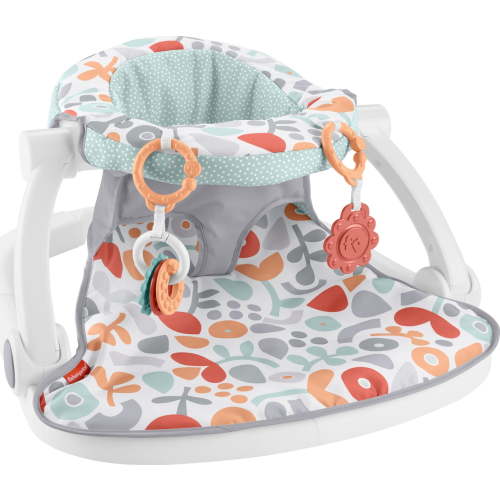 Fisher-Price Sit-Me-up Floor Seat Portable Baby Infant Chair with Snack Tray and Toys, Fresh Floral