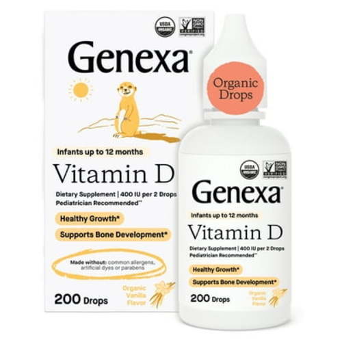 Genexa Baby Organic Vitamin D Drops, Zero Artificial Additives, 200 Drops