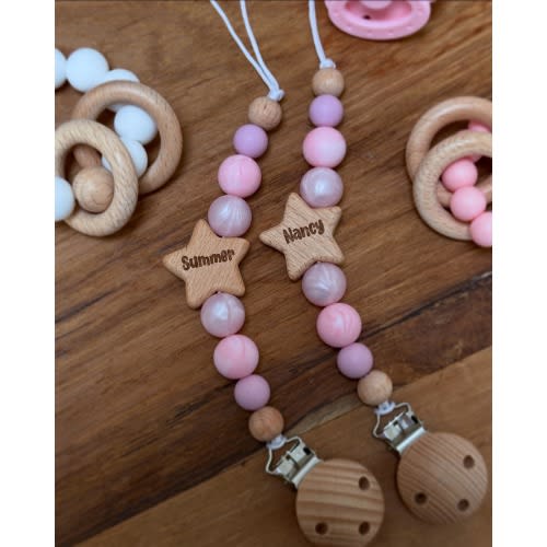 Personlisable Star Dummy Clip - Ballerina | Silicone Dummy Clip | Pacifier Clip | Personalised Dummy Clip | Baby Gift