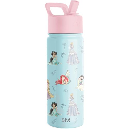 Simple Modern Disney Princess Kids Water Bottle with Straw Lid | Reusable Insulated Stainless Steel Cup for Girls, School | Summit Collection | 18oz, Princesses Royal Beauty