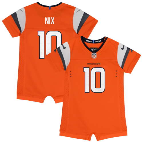 Newborn & Infant Nike Bo Nix Orange Denver Broncos Game Romper Jersey