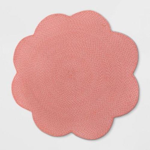 54" Braided Scallop Kids' Rug Natural - Pillowfort™: Round, Modern, Flat Pile, OEKO-TEX Certified, Kids Bedroom
