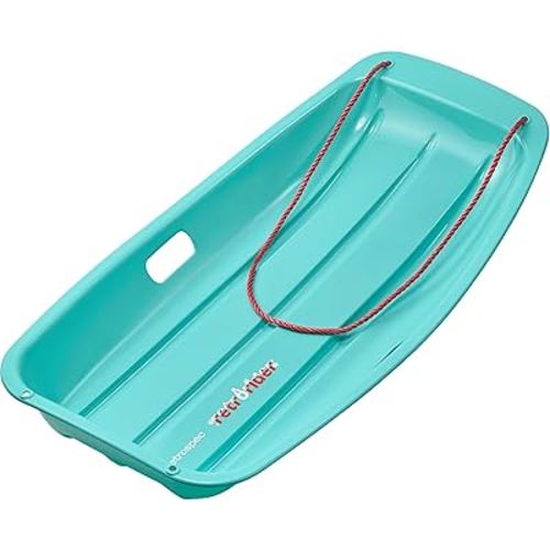 Retrospec Retrorider Plastic Snow Sled – Toboggan Style with Pull Rope, Cold-Resistant Coating, and Hard Bottom for Smooth Downhill Rides – Available in 35" and 48" Sizes for Kids and Adults