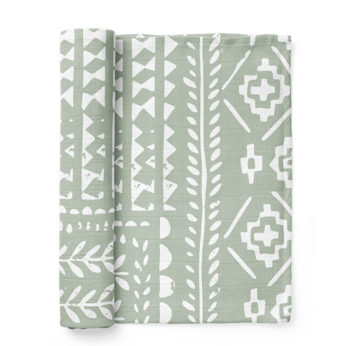 Tapestry Green Swaddle - baby swaddle blankets – Mini Wander