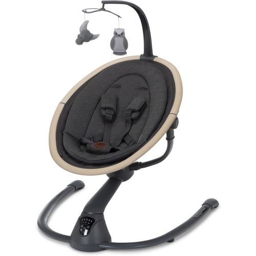 Maxi-Cosi Cassia Smart Baby Swing for Infants, Portable Foldable Swing with Music, 360 Rotation, 5 Speeds, 12 Melodies, EcoCare Fabric, Auto Motion Sensor, 2 Reclines, Classic Graphite