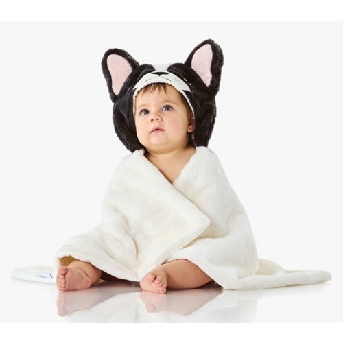 Pottery Barn Kids Pippa Frenchie Faux Fur Baby Hooded Towel