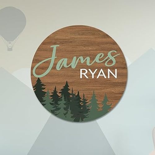 Chico Creek Signs Custom Nursery Sign, Woodland Theme Nursery Name Sign for Nursery Decor, Wall Art for Kids Room, Nursery Decor For Boys Room, Baby Shower Gifts, Newborn Gift (14""), Green