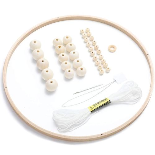 Baby Mobile DIY Kit - Nursery Wooden Frame Mobile Crib Bed Bell Ceiling Wind Chime Hanging DIY Frame Ornaments Handmade Kit Round Wind Bell for Infant Toys