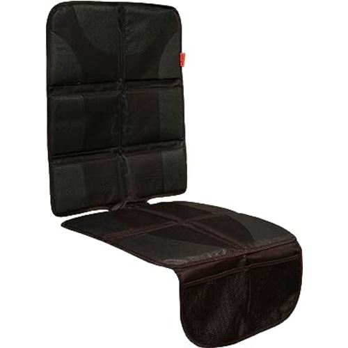 Lusso Gear Car Seat Protector for Baby Car Seat - Thick Padding, 2 Mesh Storage Pockets, Waterproof, Protects Fabric or Leather Seats, Non-Slip Padded Backing (Black)