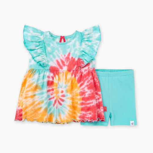 Burt's Bees Baby Summer Swirl Tie-Dyed Tunic & Bike Short Set - Summer Swirl, 0-3 M