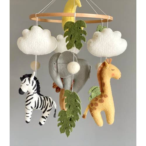 Baby mobile Safari nursery decor Nursery crib mobile animals lion, giraffe, elephant, zebra