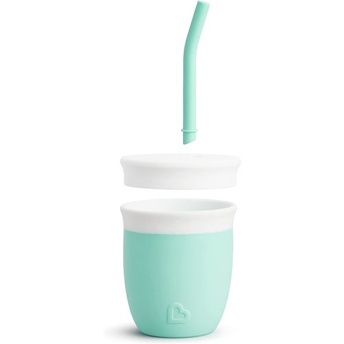 Munchkin® C’est Silicone! Open Training Cup with Straw for Babies and Toddlers 6 Months+, 4 Ounce, Mint