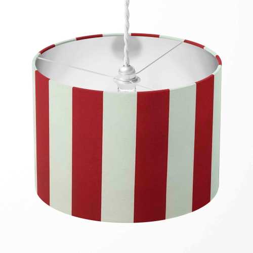 Red and White Lampshade, Stripe Lamp Shade, Circus Lampshade, Boho Modern Vertical Large Stripe Table Ceiling Floor Pendant Drum Lampshade
