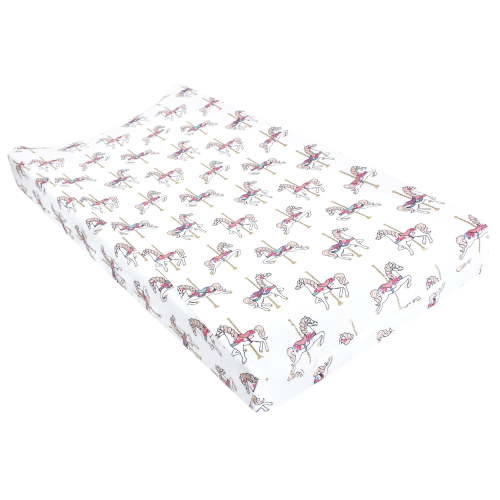 Hudson Baby Infant Girl Changing Pad Cover, Carousel Horse, One Size