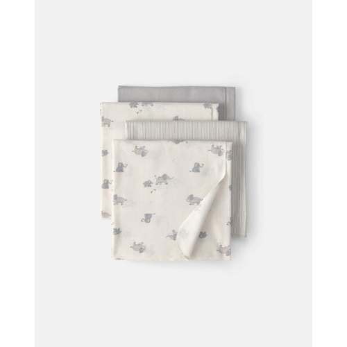 Baby 4-Pack Elephant Receiving Blankets - Grey/Ivory | Carter's