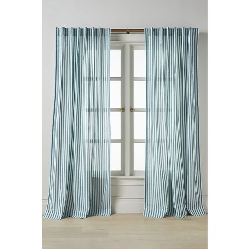 Solenne Woven Scalloped Striped Curtain