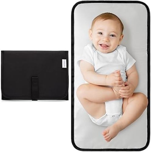 Comfy Cubs Baby Changing Pad Compact Size - Waterproof Diaper Changing Mat with Cushioned Pillow - Soft & Lightweight, Foldable Design for Travel - Stylish Design for Boys and Girls - Solid Black