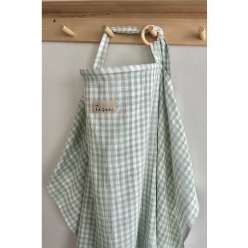 Nursing Cover for Baby Breastfeeding & Pumping | Muslin Double Gauze Breast Feeding Apron Shawl Car Cover Gingham Check Pattern Shower Gift