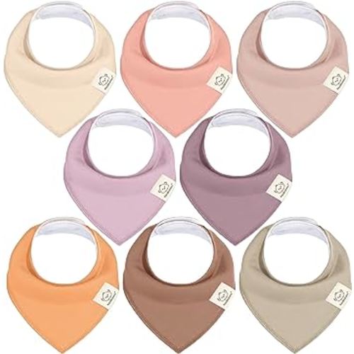 8-Pack Organic Baby Bandana Drool Bibs for Girls - Super Absorbent Baby Bibs for Baby Girls, Baby Boys, Soft Cotton Bandana Bibs, Baby Drool Bib, Teething Bibs for Infant, Toddler, Bib Girl (Mauve)