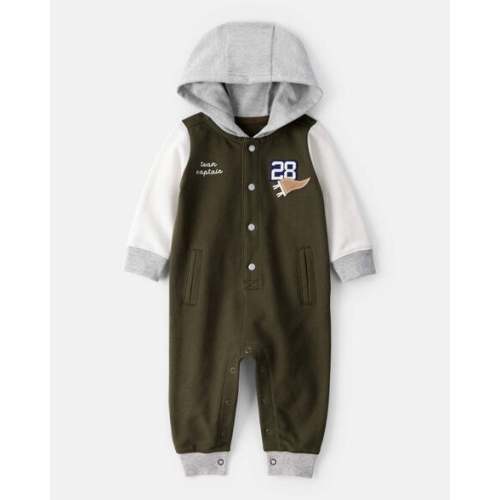 Baby Varsity Hooded Jumpsuit - Green/Grey - Carter's | Carter's