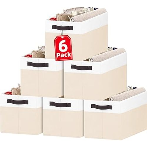 6 Pack Large Toy Box Chest, Collapsible Sturdy Toy Storage Organizer Bins Baskets for Kids, Boys, Girls, Nursery, Playroom, Shelf Baskets for Lego Puzzle Balls, Game Organizer (14L*10W*9.5H)