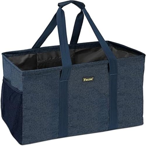 BALEINE Extra Large Utility Tote Bag with Wire Frame for Storage (Blue, 22''x12''x10'')