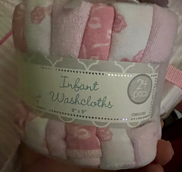 24 pk baby WASHCLOTHS - pink