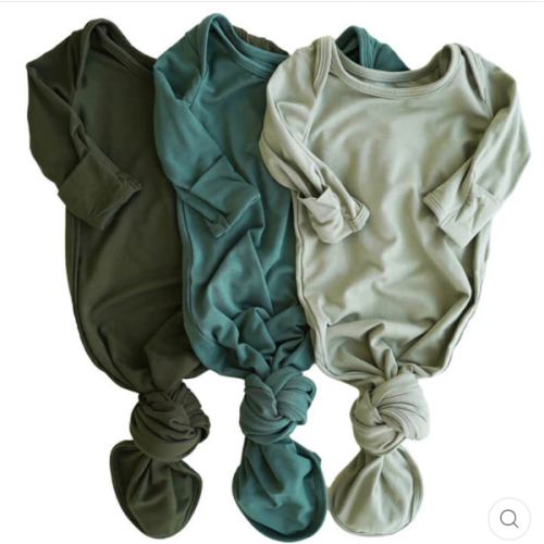 Bamboo Newborn Baby Knot Gown 3-Pack | Garden Greens