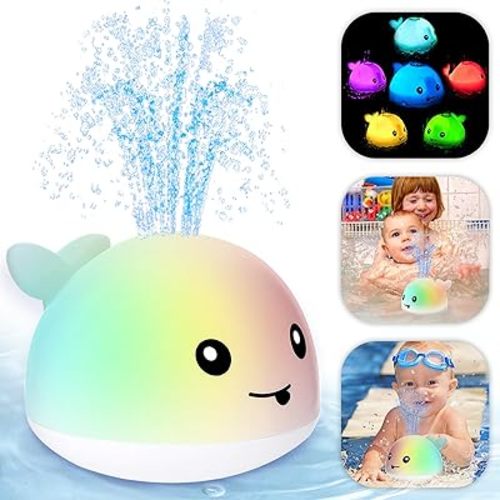 ZHENDUO Baby Bath Toys, Light Up Bath Toys, Sprinkler Bathtub Toys for Toddlers Infant Kids Boys, Automatic Spray Water Bath Toy, Pool Bathroom Baby Toy (Whale-w)