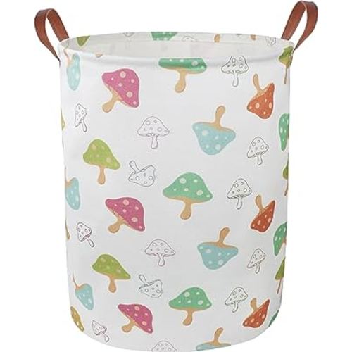 CLOCOR Baby Laundry Basket,Collapsible Kids Toys Storage Baskets,Nursery Hamper for Boys and Girls,Jungle Bedroom Decor,Gift Basket(Mushroom