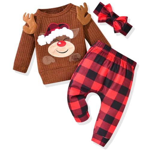 HINTINA Infant Baby Girl Knit Pullover Long Sleeve Sweater Outfits Fall Winter Clothes Clothing Set