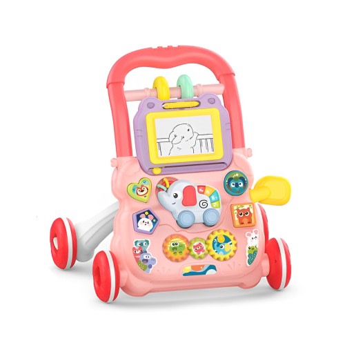 Sit-to-Stand Learning Walker, 2 in 1 Baby Walker with Drawing Board, Early Educational Activity Center