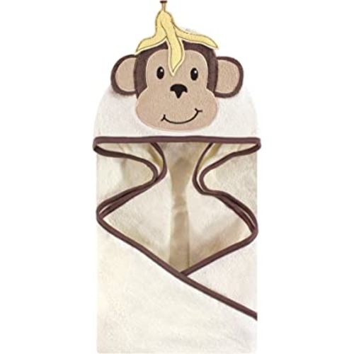 Hudson Baby Unisex Baby Cotton Animal Face Hooded Towel, Banana Monkey, One Size