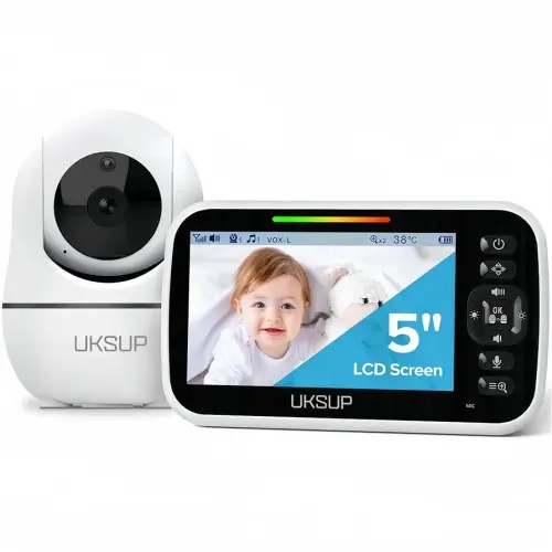 Baby Monitor with Camera and Audio- Video Baby Monitor with 960ft Long Range, Remote Pan-Tilt-Zoom, Night Vision, Temperature Sensor, 2-Way Talk, 8 Lullabies, 30-Hour Battery & No WiFi