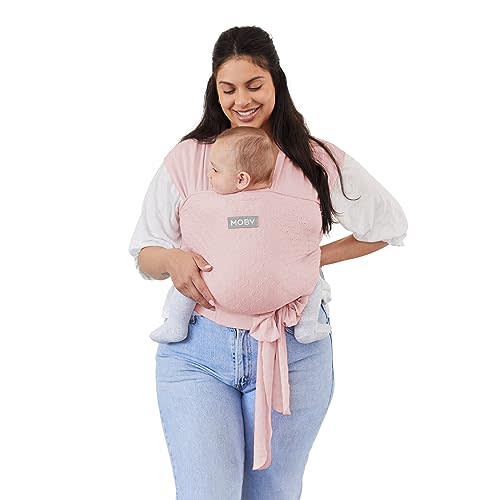 Moby x Petunia Pickle Bottom Easy-Wrap Carrier | Baby Carrier and Wrap in One for Mothers, Fathers | Newborns, Infants, and Toddlers | Holder Can Carry Babies up to 33 lbs | Rose Quartz Eyelet