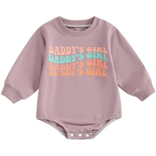 Newborn Baby Girl Romper Daddys Girl Clothes Long Sleeve Round Neck Romper Toddler Girl Outfit