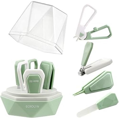 ECROLYN Baby Nail Set, 4-in-1 Baby Nail Care Set, Diamond British Baby Nail Scissors, Scissors, Nail File & Tweezers, Baby Nail Art Kit & Pedicure Set for Newborns, Babies, Toddlers, Kids