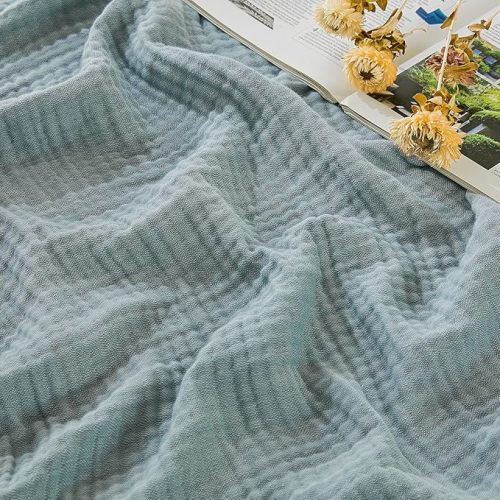 EMME Cotton Muslin Large Throw Blanket Couch Breathable Gauze Soft Lightweight Bed Blankets Adults (Heather Teal, 50"x70")