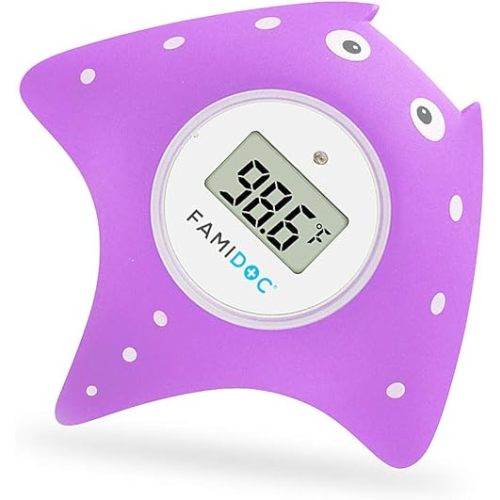 Famidoc Baby Bath Thermometer with Room Thermometer New Upgraded Sensor Technology for Baby Bath Tub Floating Toy Thermometer (Purple)