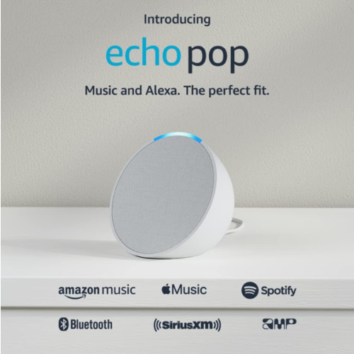 Like-New Echo Pop | Full sound compact smart speaker with Alexa | Glacier White